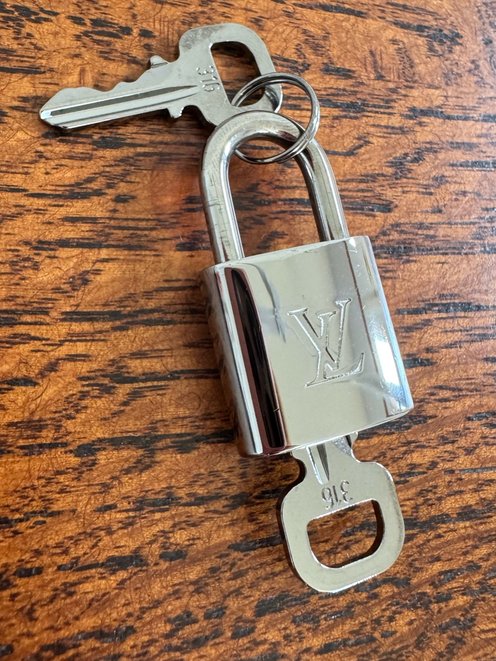 Louis Vuitton Silver Padlock & Two Matching Keys #316